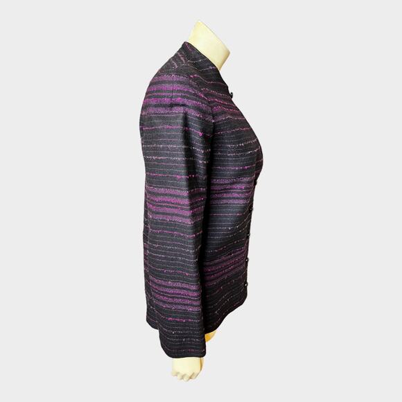 Christian Dior Black Fuchsia Blazer Jacket with Shoulder Pads - Picture 3 of 7